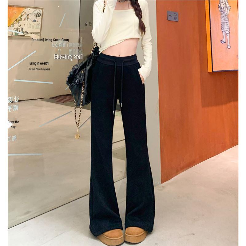 

Женские серые слегка пикантные джоггеры микро-клеш на флисовой подкладке - Весна/Осень/Зима 2024 Повседневные спортивные штаны L