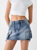 Spicy Girl Mehrere Taschen Arbeitskleidung Denim Minirock