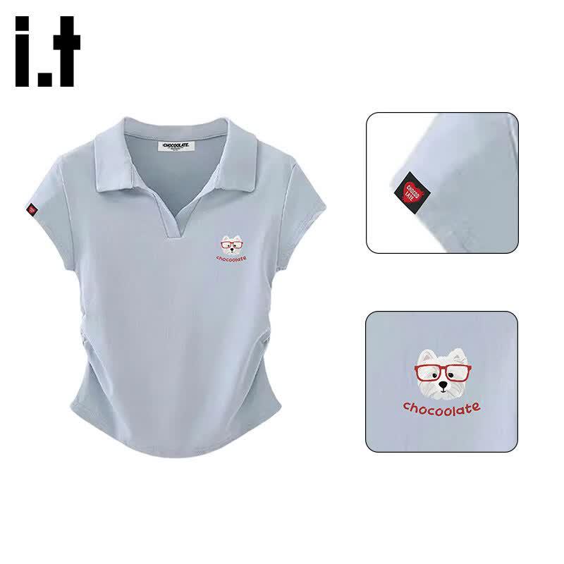 CHOCOOLATEit Women's Polo Collar Slim Fit T-shirt