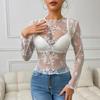 2025 Floral Embroidered See-Through Long Sleeve Lingerie Top