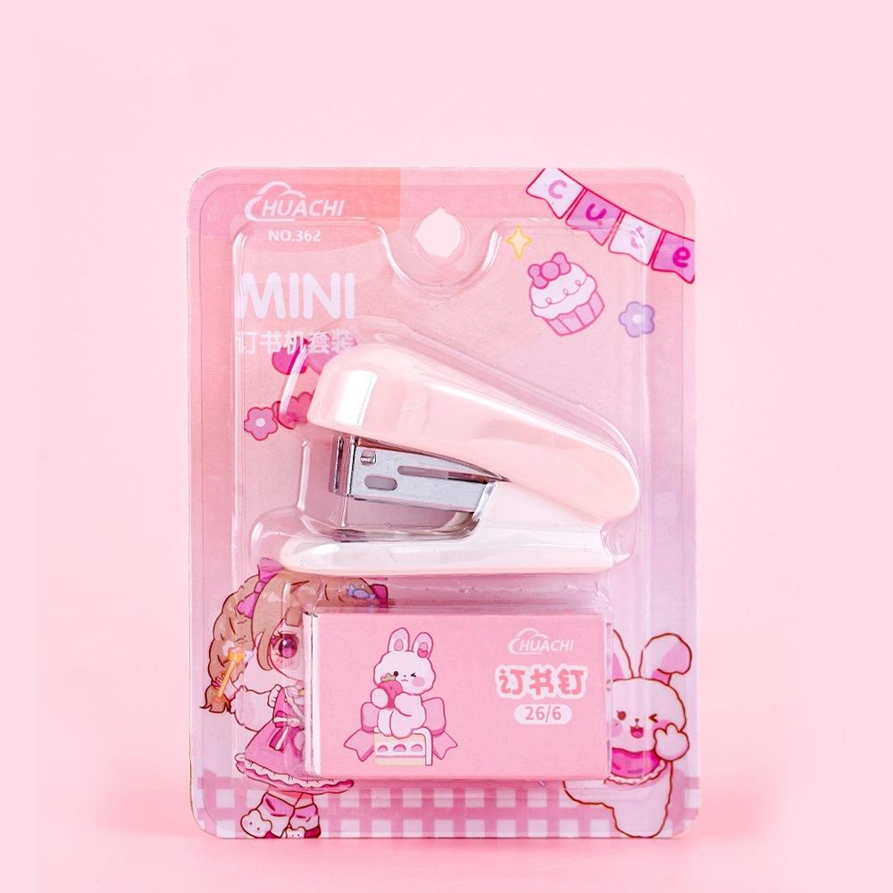 1 Set Mini Capsatoare Culoare Macaron, include 1000 buc Agrafe și Coadă de Scos Agrafe, Unelte de Legat Metalice Ușoare cu Economie de Efort