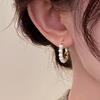 1 Pair Women Hoop Earrings, Snap-On Ear Loop Design Earrings, Imitation Pearl Full Circle Earrings, Large Round Drop Earrings Gift Jewelry
