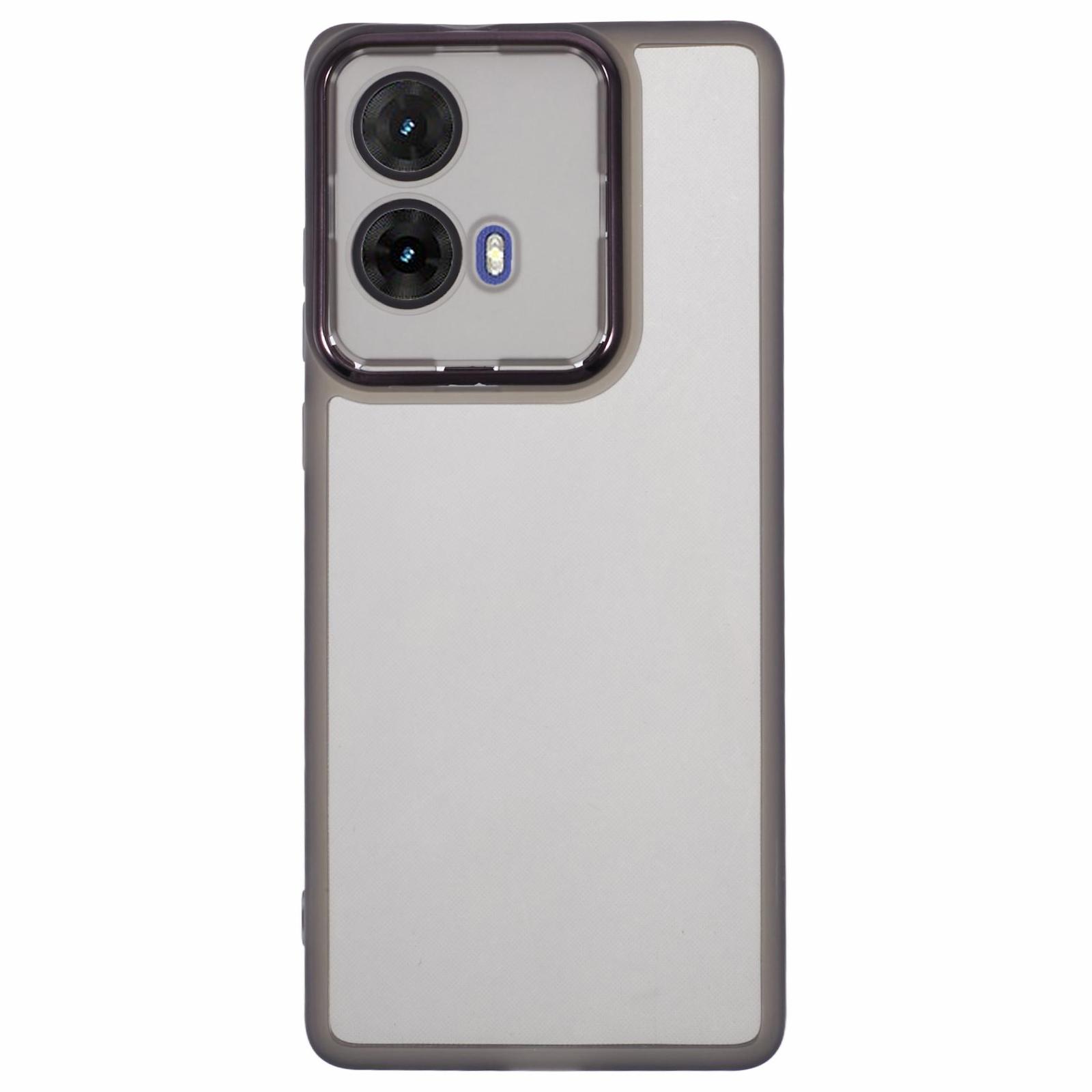 

DKSM Series For Motorola Moto G85 5G/S50 Neo 5G Case Electroplated Camera Frame TPU Phone Cover Transparent Black