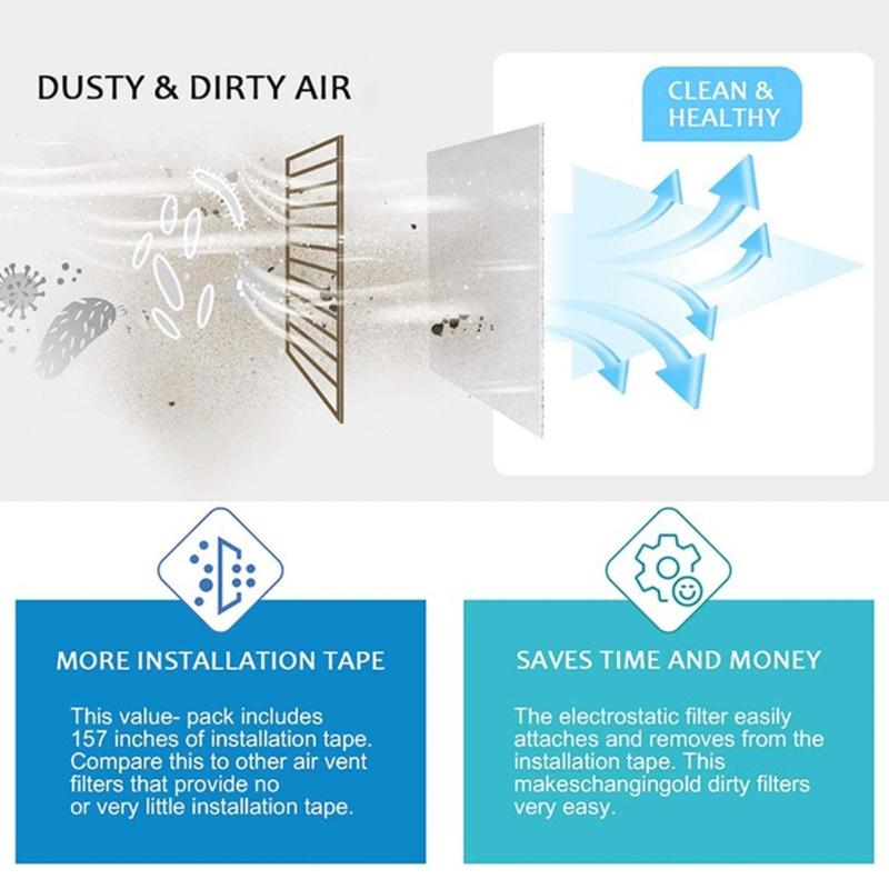 Easyly Install Vent Cover Filter For Heating Vent And AC Grilles Prevents Debris Includes Tape For DIY Projects