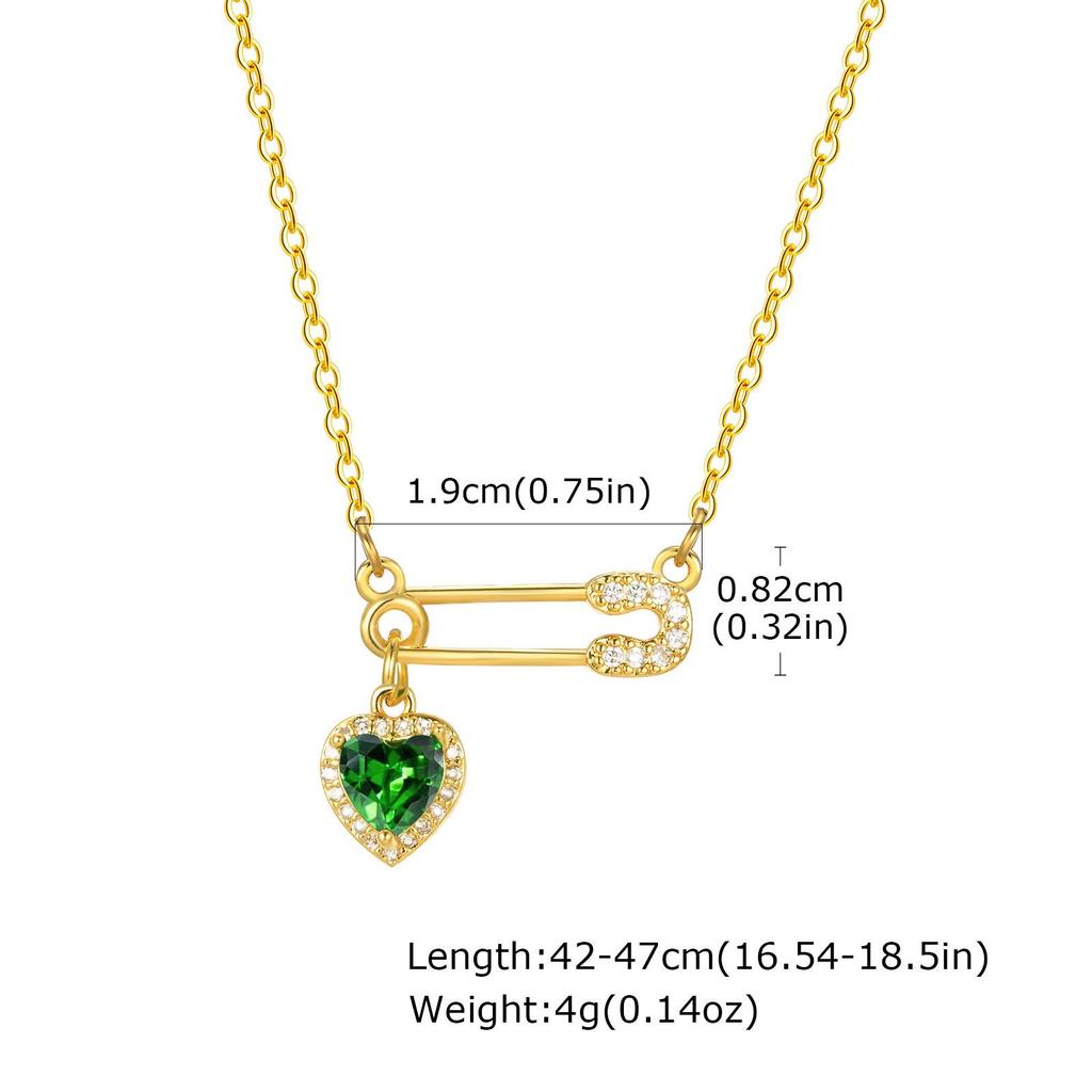 Hualanxin NC-1650 Gold Stainless Steel Heart & Zircon Brooch Necklace for Women