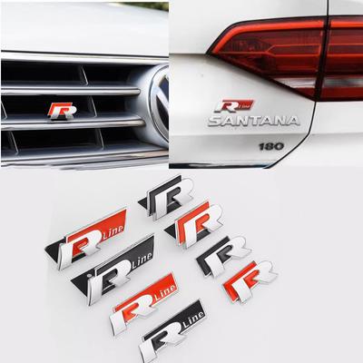 1Pcs X 3D Metal R R Line Logo Front Grill Badge Emblem Car Decal Sticker For Go/lf Polo Ti/guan Pas/sat Sciroc/co Accessories