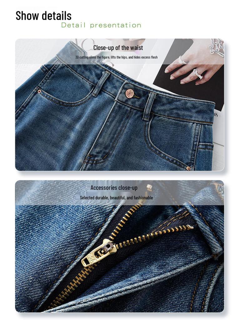 Damen Retro High Waist Scimitar Jeans - Schlankmachendes Gerades Bein Frühjahr 2025 Kollektion