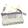 Diagonal Poppy Shoulder Bag Leather Gray X Purple Women 43287 Used