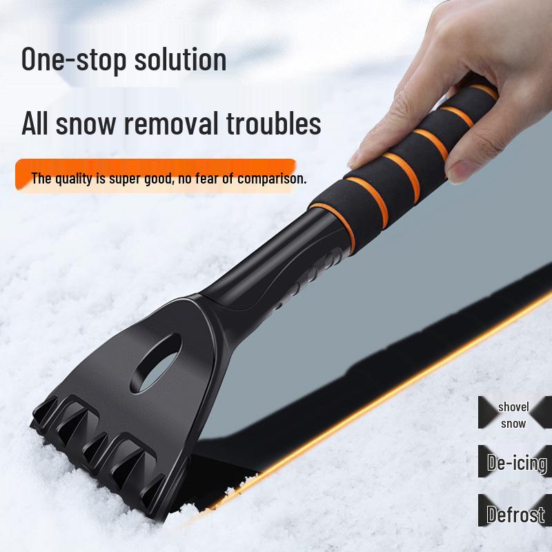 Car-Safe Snow Shovel & Brush: Non-Damaging Multi-Functional Ice & Frost Scraper