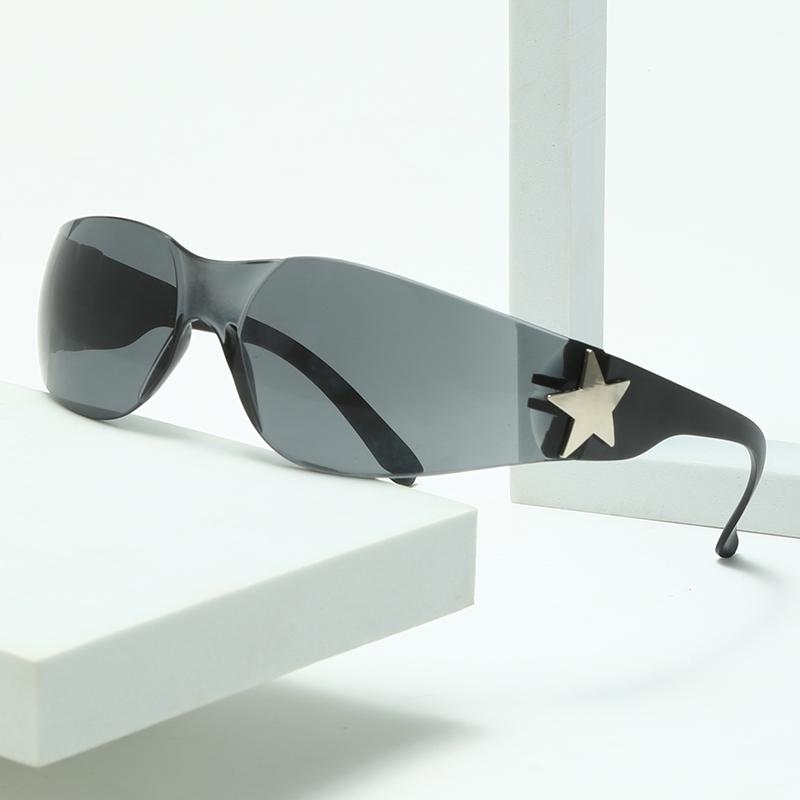 Y2K Millennium Euro American Eye Glasses Frameless Five-star All-in-one Pilot Sunglasses Women New Spice Sun Visor Sunglasses For Women men