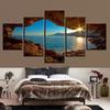 5 Pieces Printed Modular Nuture Picture Canvas Painting Sunset Seascape Landscape Poster Wall Art For Living Room Home Decor