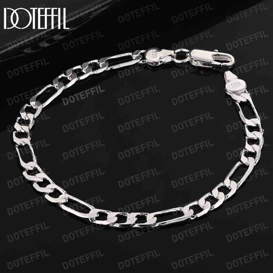 Bracciale con catena laterale in argento sterling 925 da 6 mm, gioielli da sposa