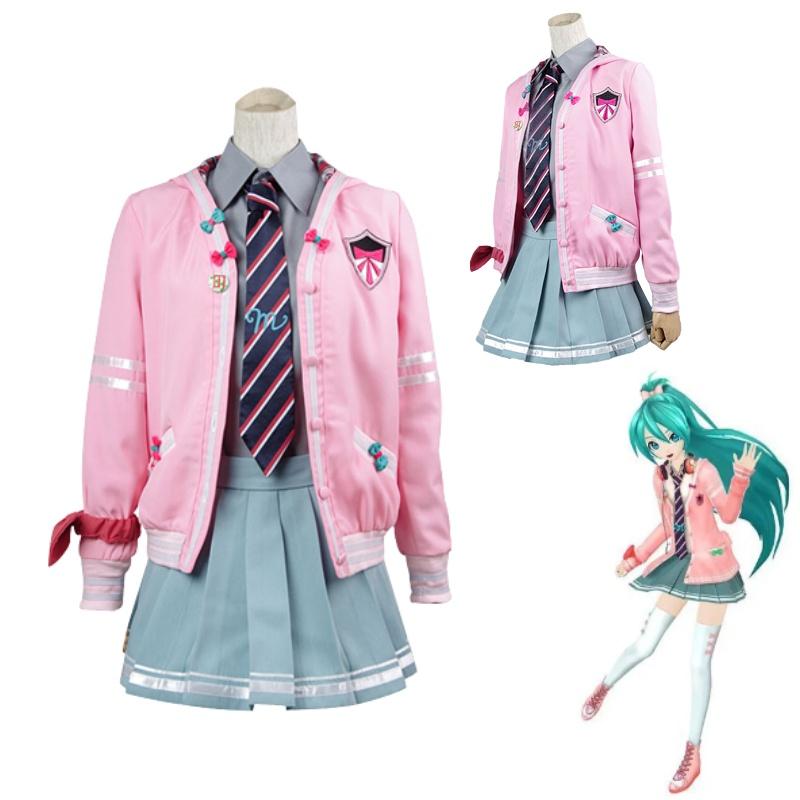 Miku Hatsune Vocaloid Cosplay Costume Set School Jacket Jk Uniform Dress Party