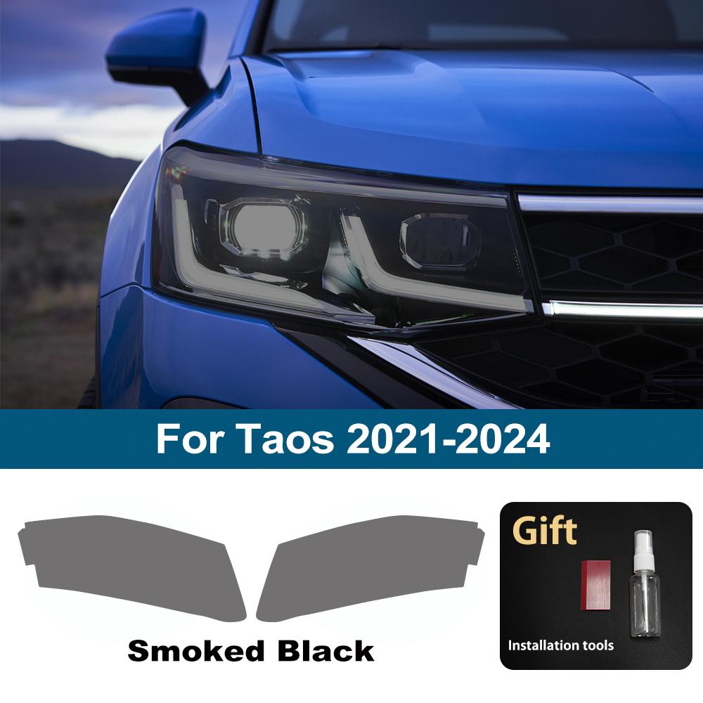 

Car Headlight Protective Film Smoke Black Pre Cut For Volkswagen Taos 2026-2026 Anti-Scratch High-Gloss Auto Vinyl Wrap Film For Taos 21-24 SMK