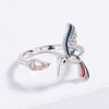 Bisha Inlaid Colorful Animal Ring Colorful Hummingbird Open Ring Jewelry