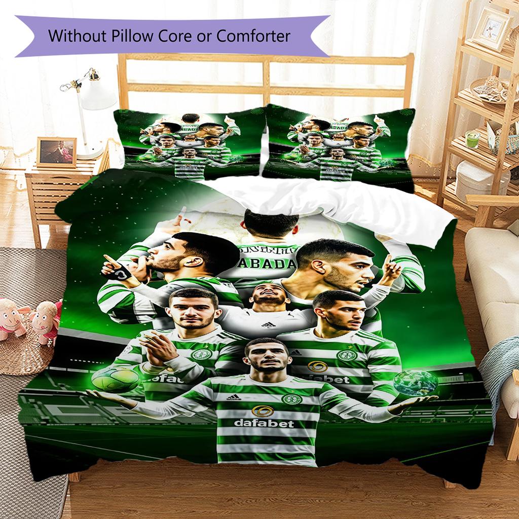 Celtic Football Club Bedding Quilt Set Quilt Cover Pillowcase Home Decoration Birthday Gift (1 * Duvet Cover + 2 * Pillowcase, Without Core)