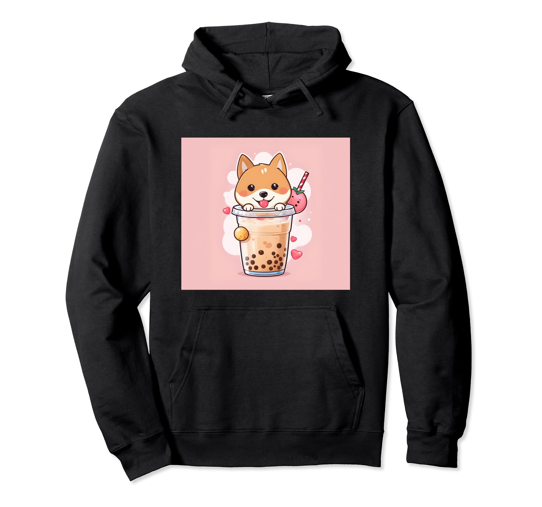 

худі з принтом shiba bubble things миле, собака, іну, боба, чай, миле, чорний
