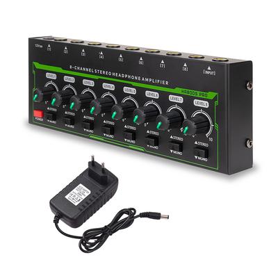 Amplificatore per cuffie a 8 canali Interfaccia di ingresso/uscita da 6,35 mm Amplificatore per cuffie stereo Amplificatore audio