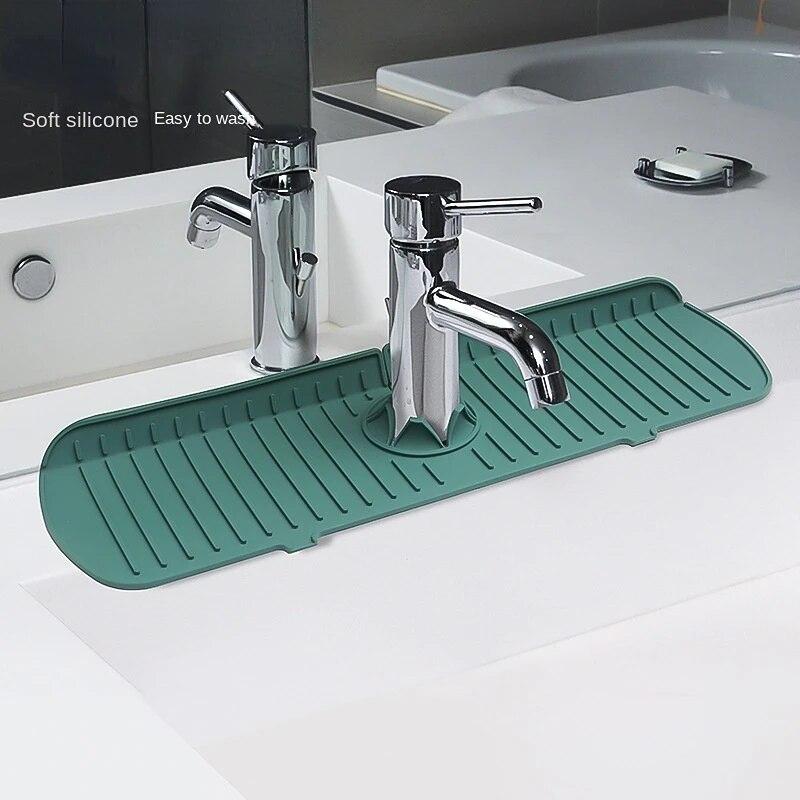 Kitchen Silicone Faucet Mat Water Ripples Faucet Water Catcher Mat Large Sink Splash Pad Countertop Protector Bathroom