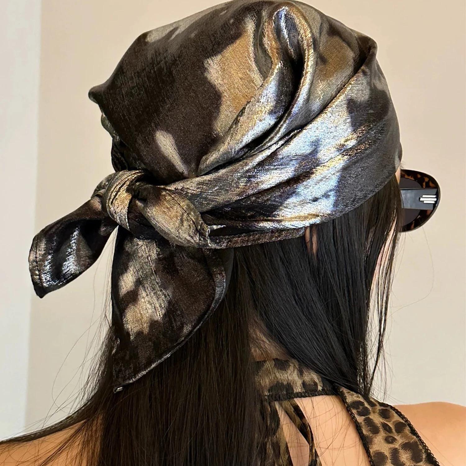 

Y2K Silver Liquid Hair Scarf Hip Hop Soft Wrap Laser Color Hair Band Slender Scarf Hip Hop Headband Punk Bandana Girls серебряный