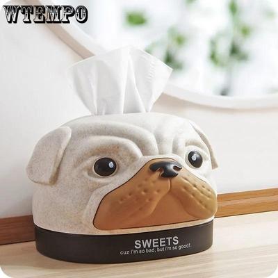 Puppy Tissue Box Desktop Paper Holder Napkin Case Organizer Dog Ornament Home Decoration Durable Living Room Table Tissue Paper Storage Box