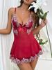 Lingerie Camicia da Notte Pigiama in Pizzo e Rete con Fiocco Europeo Americano