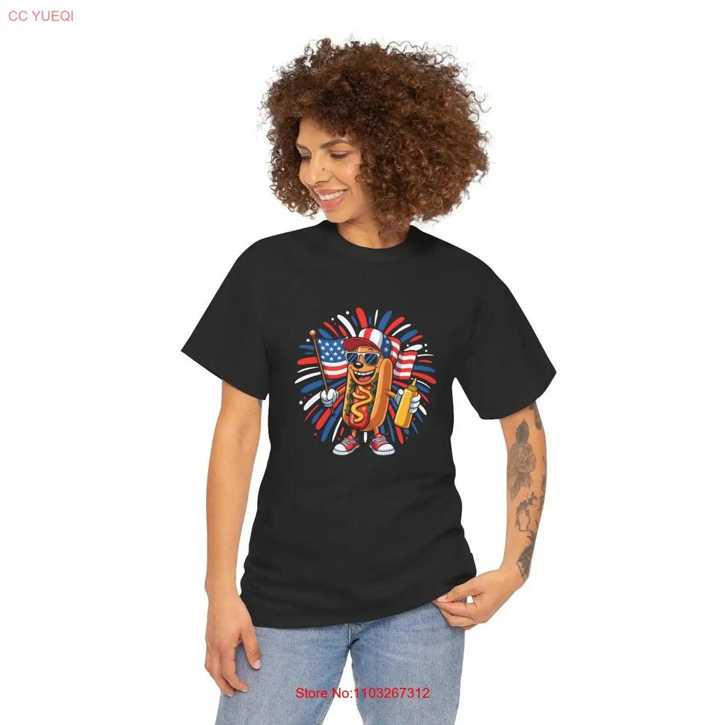Usa Hot Dog T Shirt American Flag 4th Of July Patriotic Funny Independence Day For Vintage Fashion Slightly Unisex