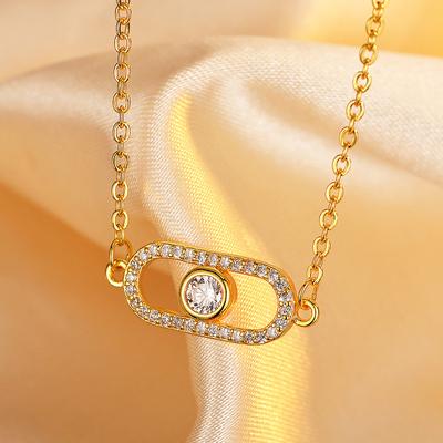 Simple and Versatile Necklace Girls Niche Light Luxury Micro-inlaid Zircon Collarbone Chain Geometric Square Jewelry