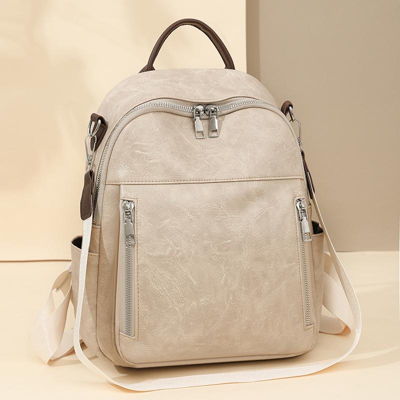 Trendy Women's PU Leather Backpack Large Capacity Anti-Theft School Laptop Bag Travel Rucksack