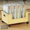 Double Layer Book Stand Large Capacity Plastic Bookshelf Organizer with Wheels