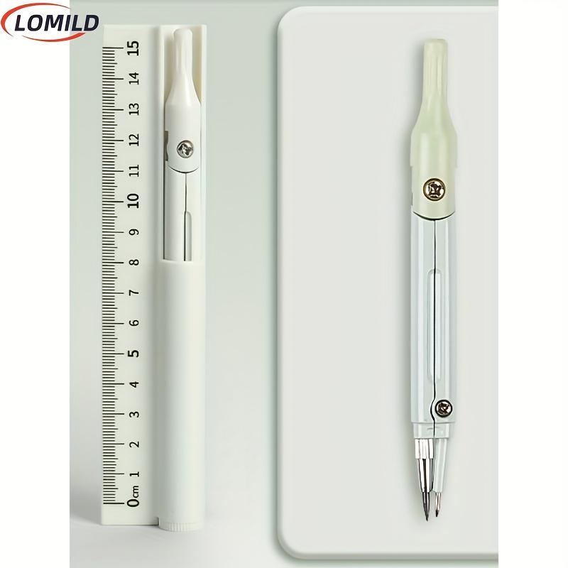 2pcs 3-in-1 Multifunctional Compass Ruler, with Pencil Lead, Math Geometry Tools Circle Student Stationery Supplies, Multifunctional Compass