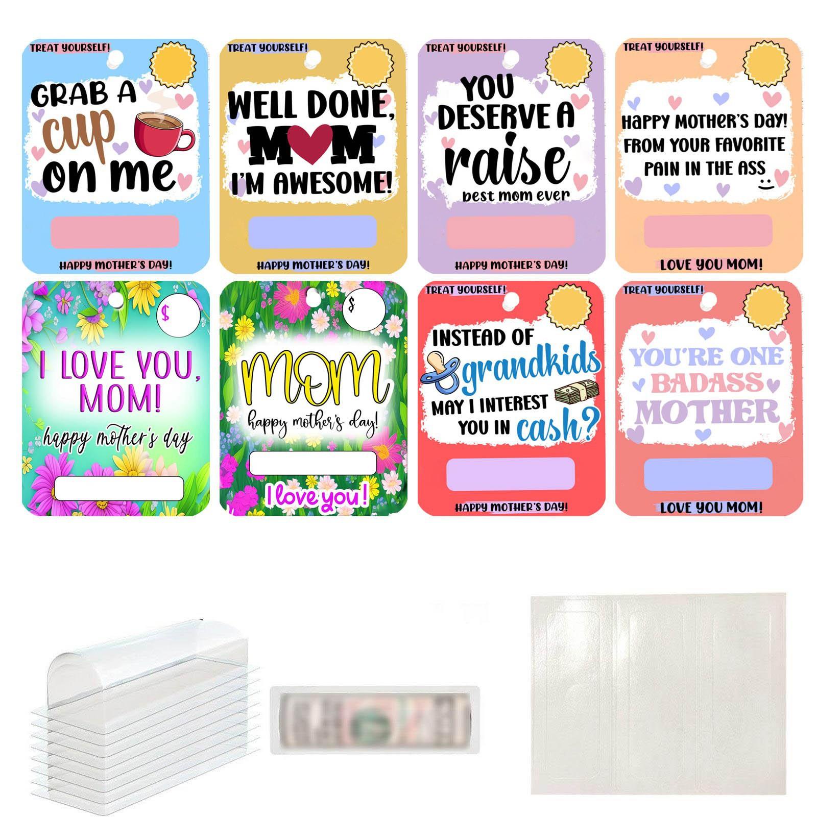 

Набор украшений для кошелька Украшение на День матери 8 подвесок для кошелька Кошелек для подарочной карты Праздничная подарочная бирка, Комбинация рождественского украшения и открытки(8шт) One Size