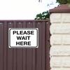 Metal Wall Sign Please Wait Here 8x12 Outdoor Rustproof Decorative Plaque for Home Garden