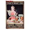 Vintage Turquoise Cat Metal Poster, I Drink Wine Wall Tin Sign, Retro Frogs, Wine Plate for Elf Bar, Pub and Garden Decor, WY52