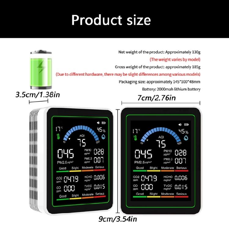 Air Quality Monitors, Indoor PM2.5 / PM1 /PM10 /HCHO/TVOC/Humidity/Temperature Monitors for Home Offices