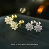 Real 925 Sterling Silver Fashion Zirconia Ear Studs Delicate Flower Stud Earrings For Women Fine Jewelry