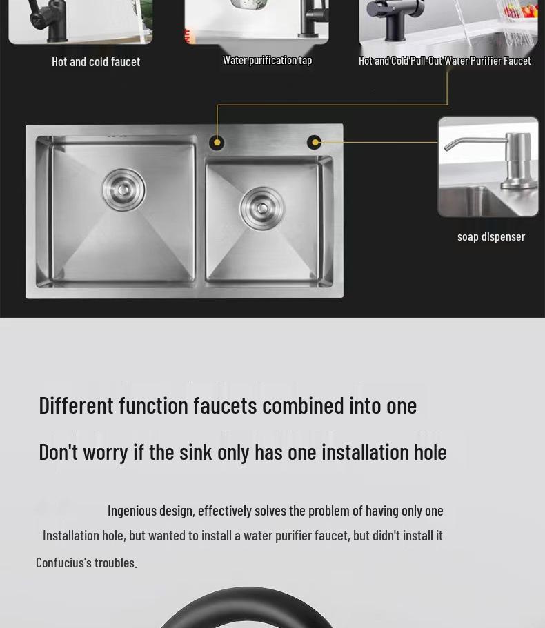 All-Copper Dual-Use Pull-Out Kitchen Faucet with Hot/Cold & Water Purifier