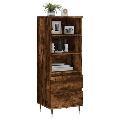 Highboard In Smoked Oak Finish 40 X 36 X 110 Cm Engineered Wood