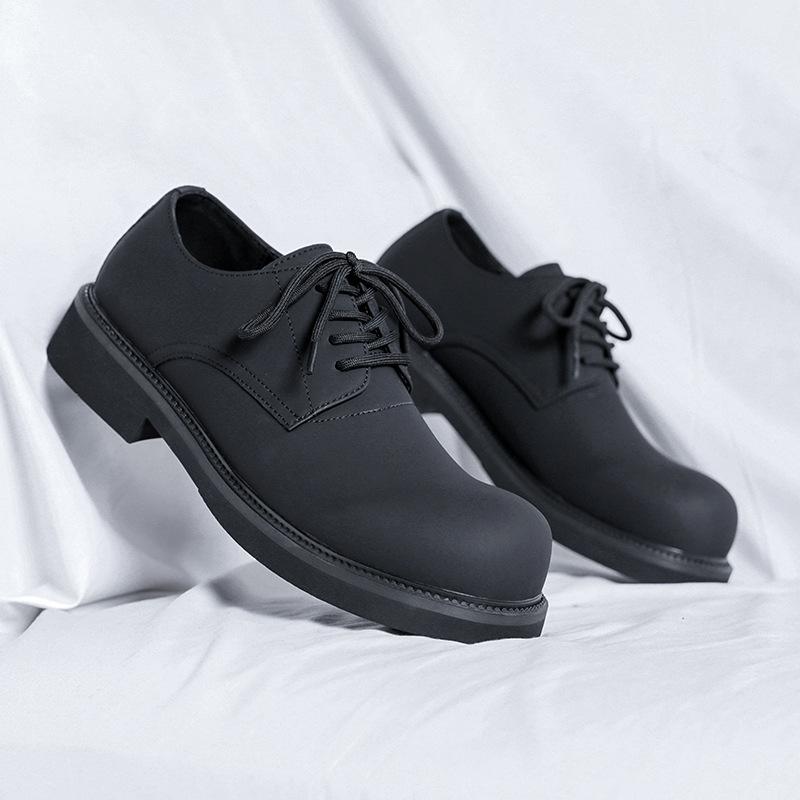 

Туфли дерби с большой головкой 2025 новые британские на шнуровке низкие черные ботинки Мартин на платформе повседневные кожаные туфли 50238-R 38 чёрный