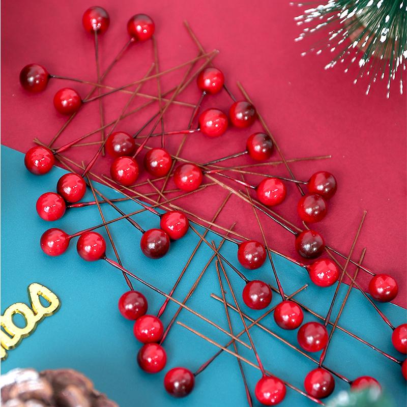 10/20/50Pcs Christmas Wine Red Berry Artificial Xmas Decor Froth Vivid Holly Berries Home Decoration Party Supplies Accessories