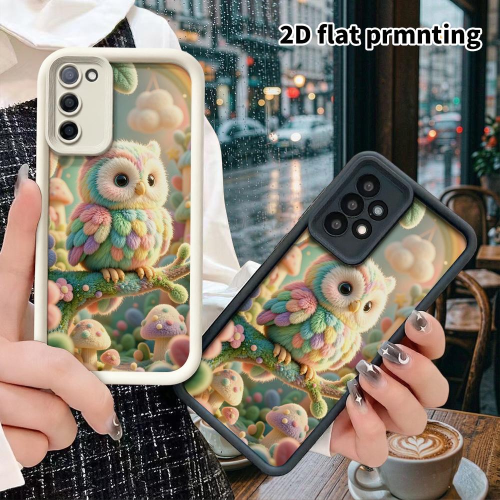 Phone Case: 2D flat, suitable for Samsung Galaxy A34 A35 M05 M06 S20 S22 S21 FE Plus 5G protective case, plush owl, perfect Christmas and Halloween ho