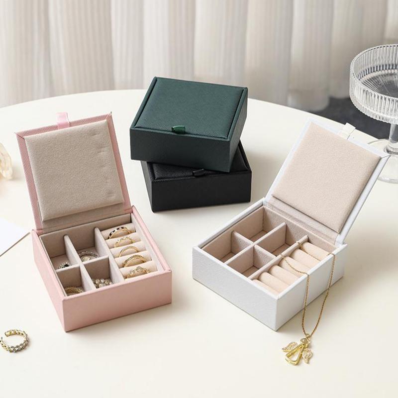 Portable Travel Jewelry Box - Mini Pu Leather Case With Soft Velvet Interior Compact Organizer For Rings Earrings Necklaces
