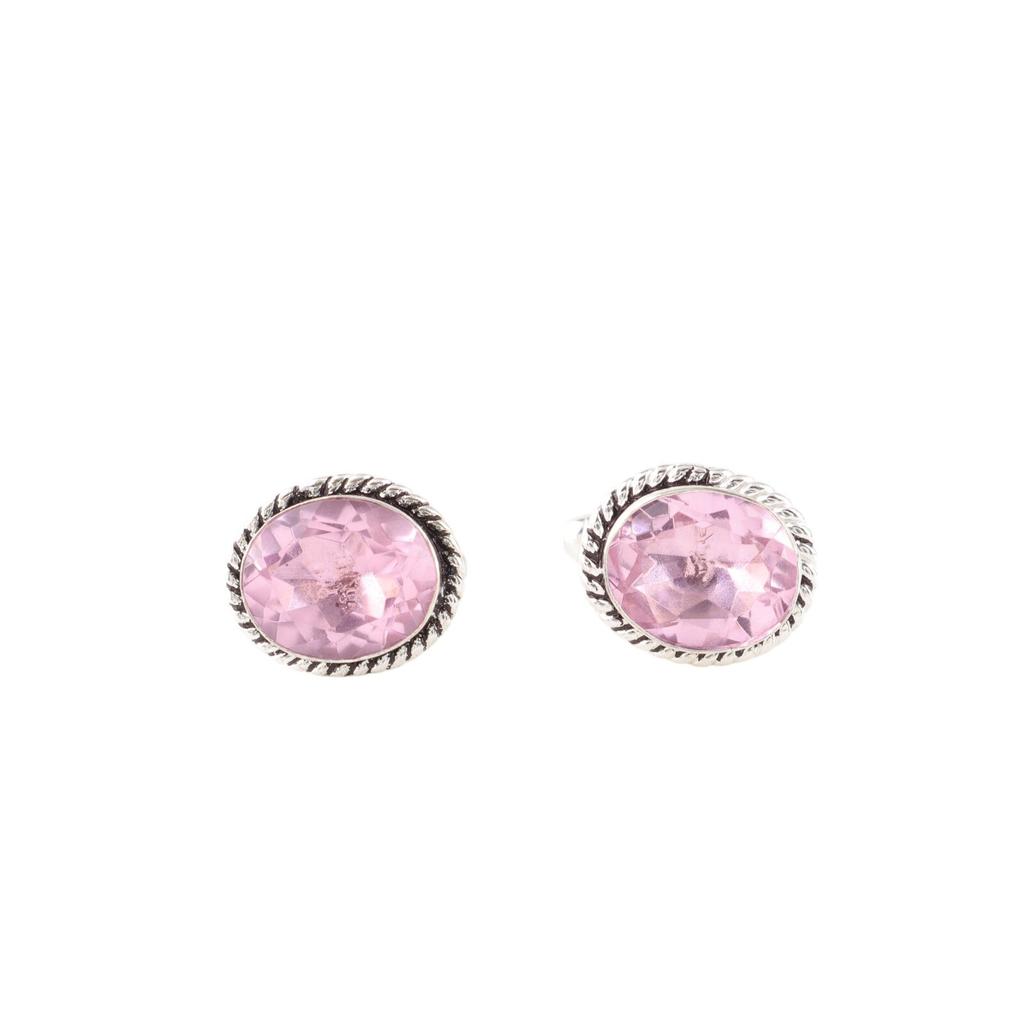 Morganite Gemstone 925Sterling Silver Jewelry Handmade Cufflinks Gift For Friend CL-1-4