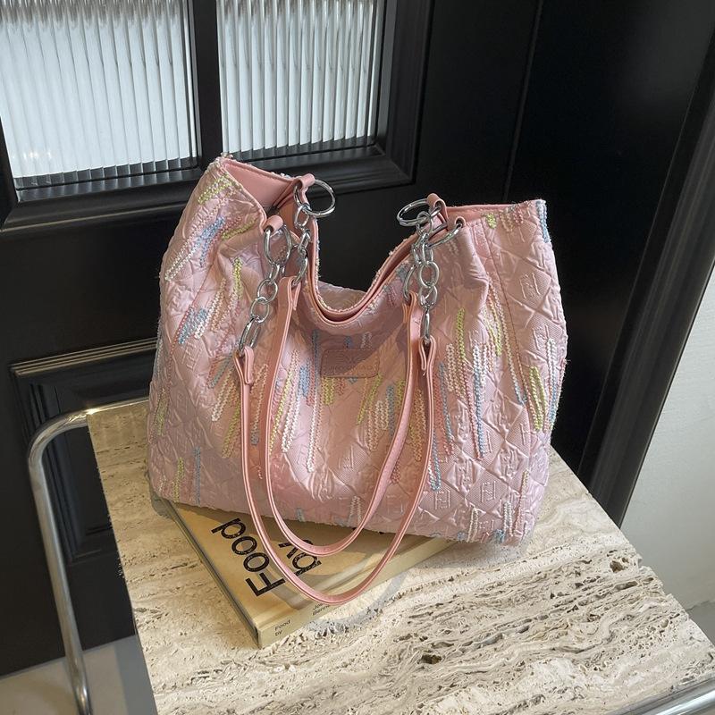 

Casual bag women s large-capacity tote bag 2025 new trendy fashion popular summer shoulder handbag розовый