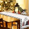 2025 New Merry Christmas Table Runner Snowman Pattern Cartoon Santa Claus Table Cloth 70 inch Home Decoration Tablecloth