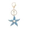 Keychain Pendant Starfish Design Zinc Alloy Key Chain with Imitation Pearl Inlaid Anti-Oxidation Lobster Clasp Key Pendant