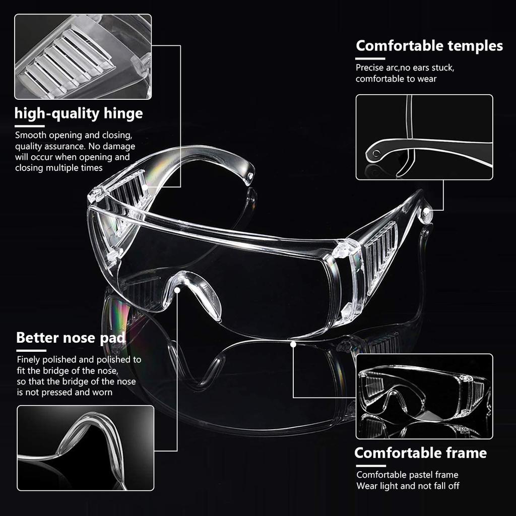 Clear Safety Glasses, Splash Proof Goggles with Anti Fog, Lab Goggles, Lightweight Protective Eyewear 2 Pack