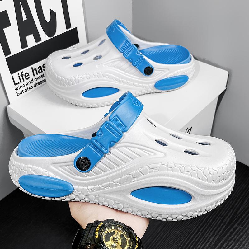 New Breathable Slide Shoes For Men Summertime Eva Clogs Garden Shoes Outside Holes Beach Slide Shoes Plush Comfort Slides Trend Clogs