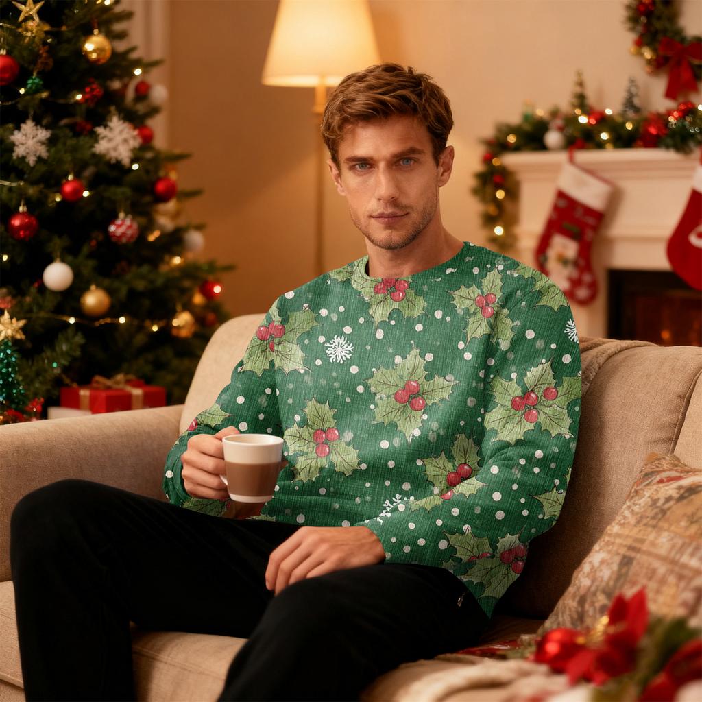 Men's Round Neck Fleece-Lined Thick Warm Sweatshirt