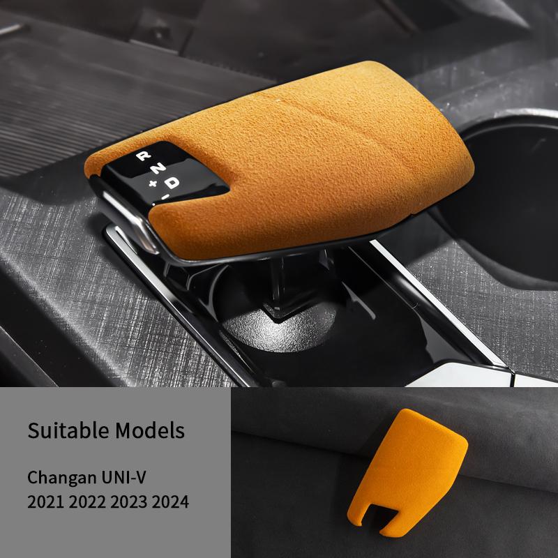 Car Interior Suede Leather Cover Gear Shift Collar Wrap for CHANGAN UNI-V 2021 2022 2023 2024